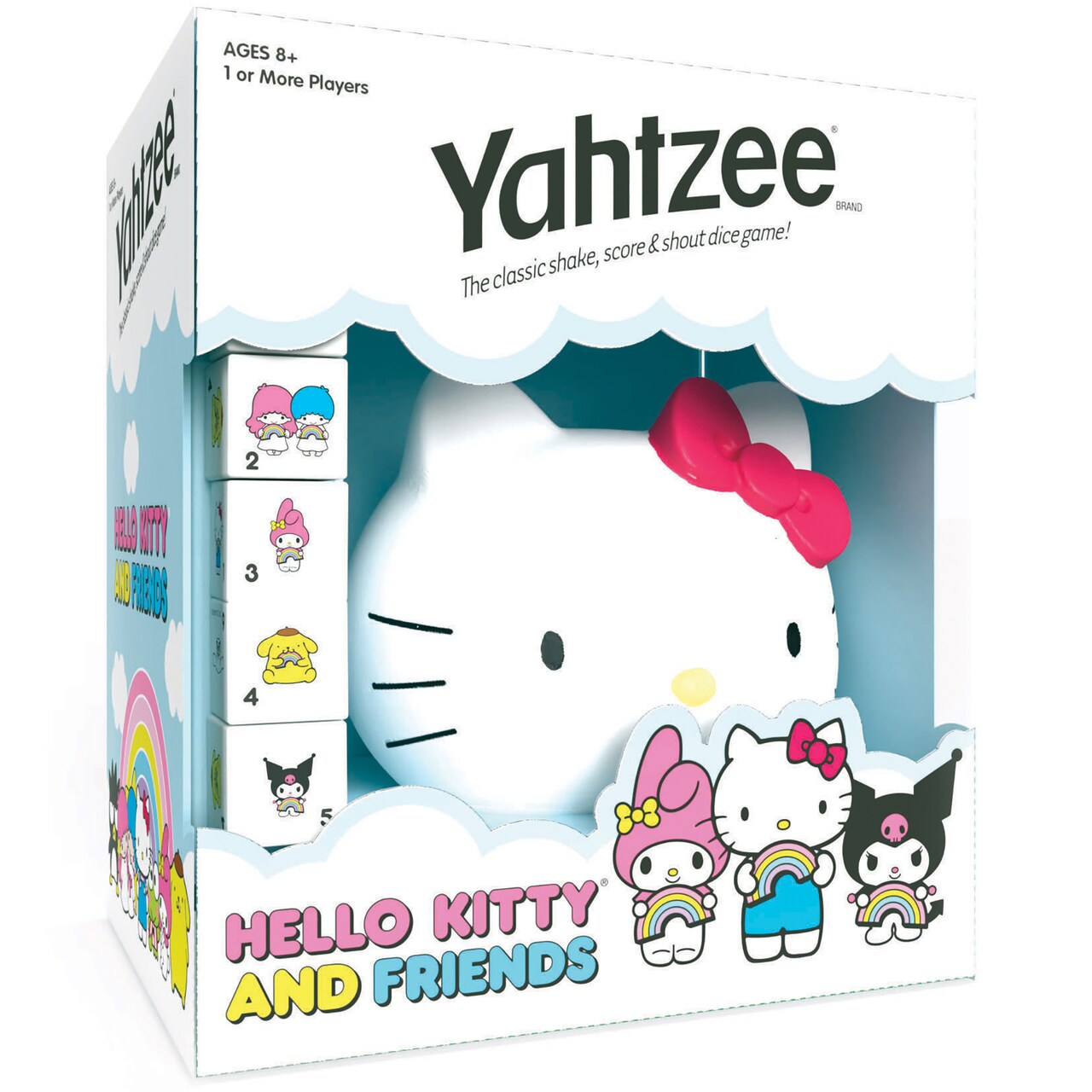 YAHTZEE: Hello Kitty & Friends - Classic Family Dice Game, Collectible Edition Head Dice Cup, Officially Licensed Sanrio Game, Family & Kids Ages 8+